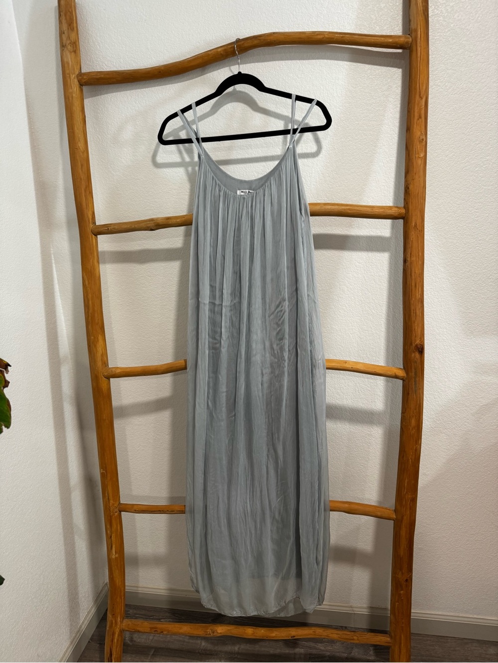 Meo Meli Silk Maxi Dress | Gray | Flowing Minimalist Dress